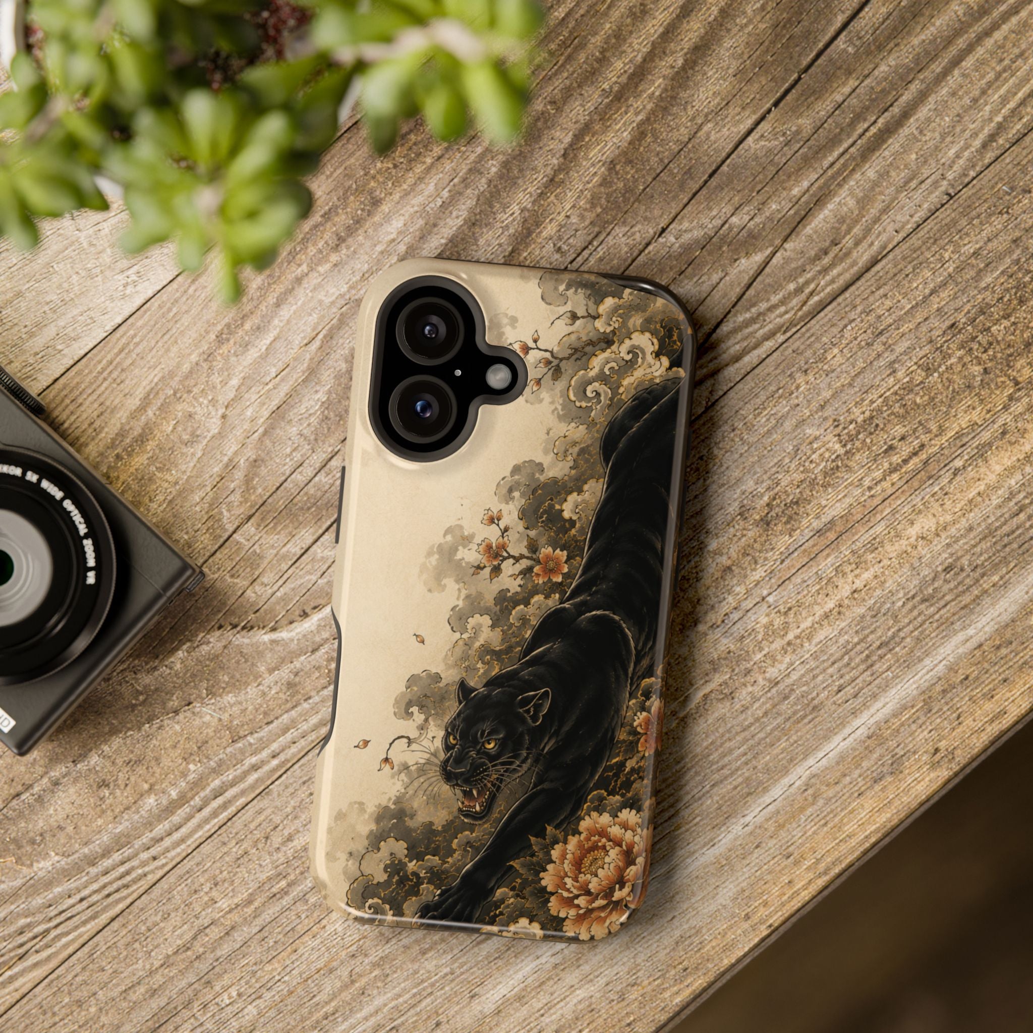 Black Panther Floral Tattoo Phone Case