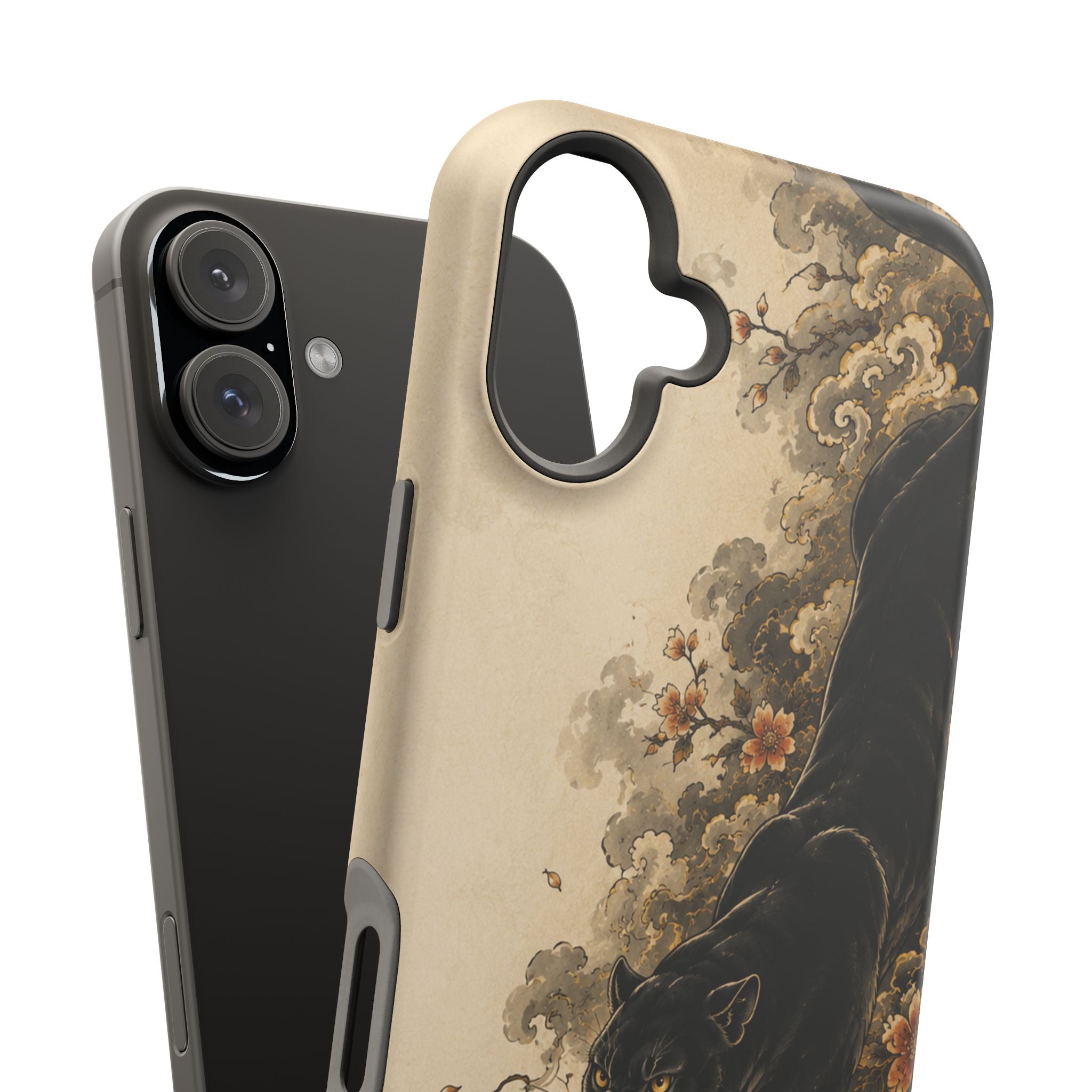 Black Panther Floral Tattoo Phone Case