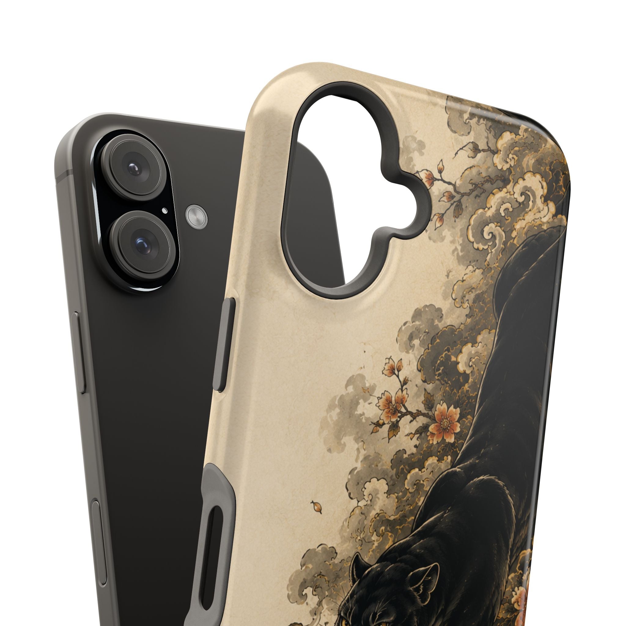 Black Panther Floral Tattoo Phone Case