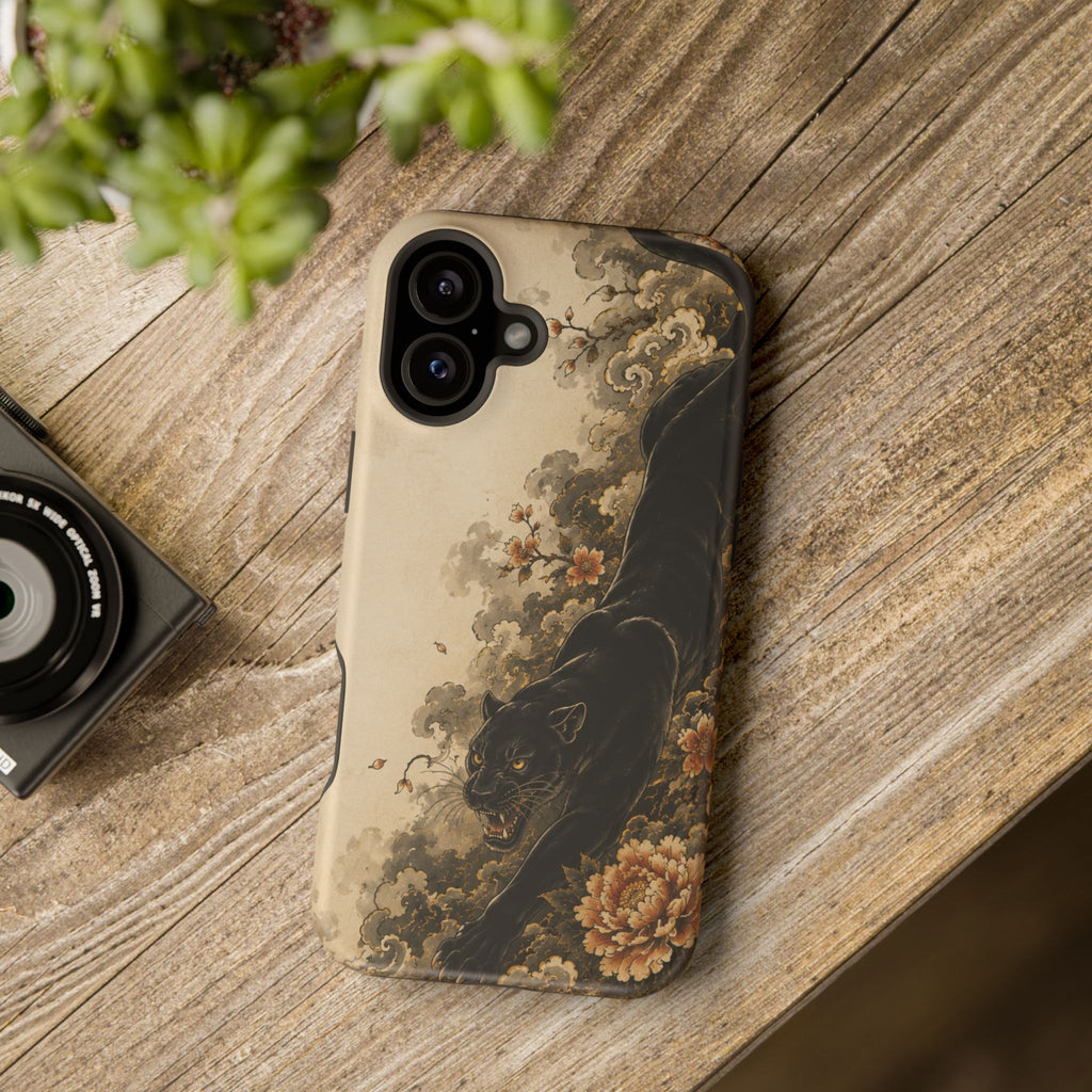 Black Panther Floral Tattoo Phone Case