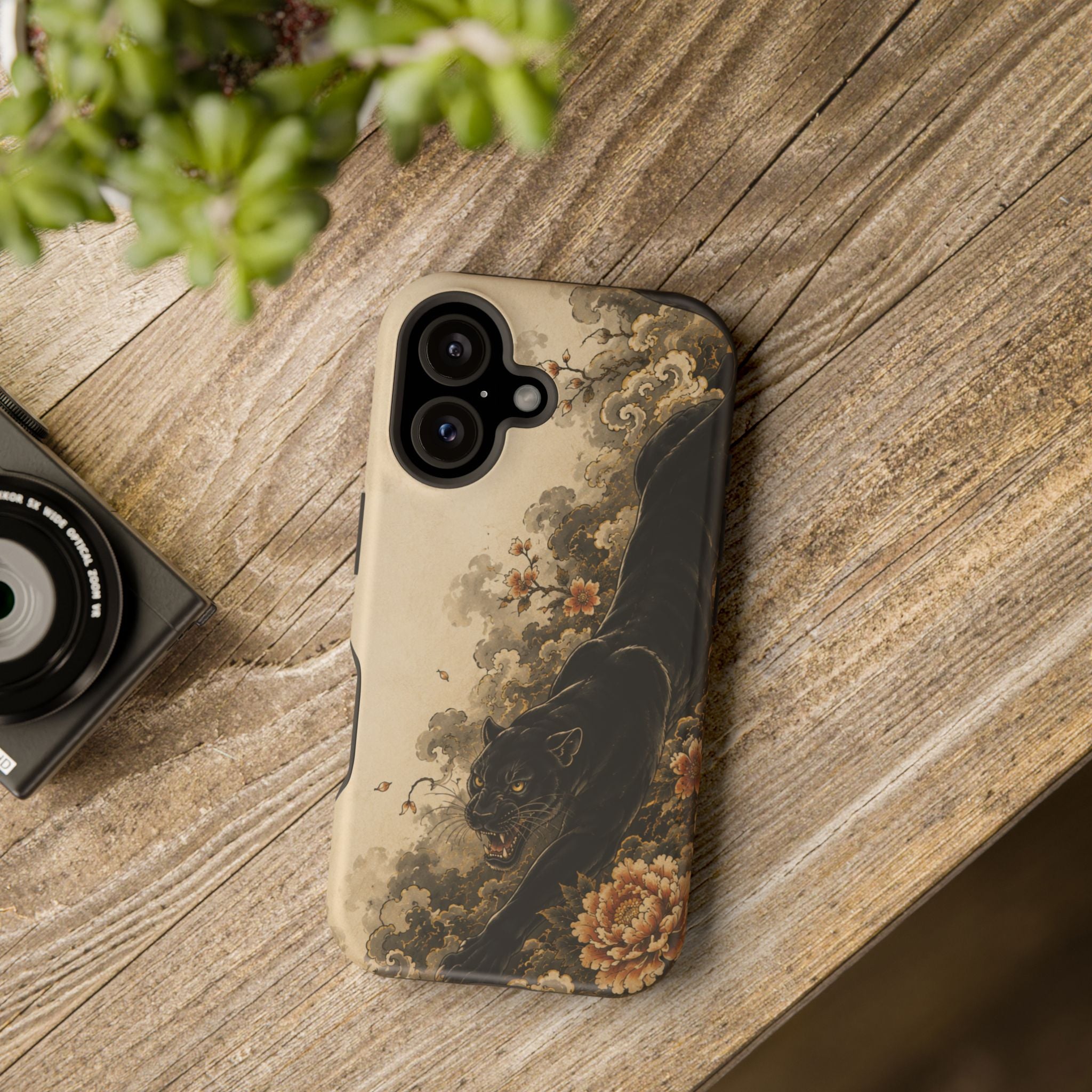 Black Panther Floral Tattoo Phone Case
